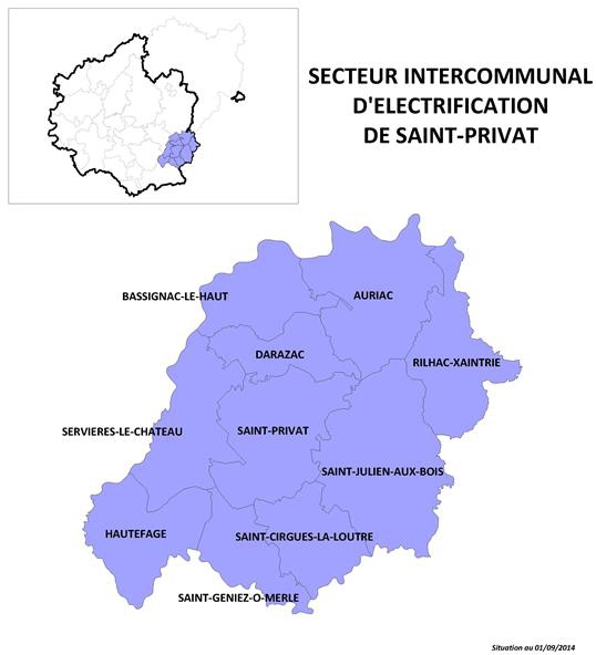 Carte secteur d'énergie de Saint-Privat